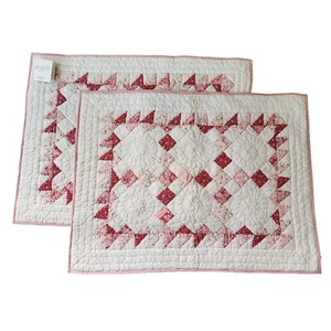 Eddie Bauer Home Patchwork Quilt King Shams Set of 2 20" x 28" Red White NWT - Picture 1 of 5