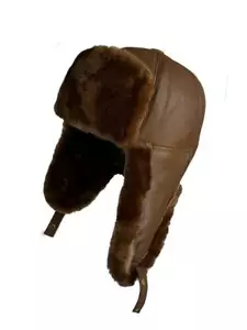 Sombrero de trampero de piel de oveja de oveja real sombrero Ushanka - sombrero de piel de invierno con solapa para la oreja - Imagen 1 de 43