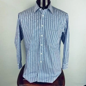 Paul Fredrick Shirt Mens Easy Care Striped Broadcloth Button Down 16 / 33 - Picture 1 of 5