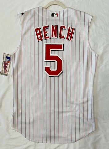Authentic Majestic, 44 LARGE CINCINNATI REDS JOHNNY BENCH ON FIELD Jersey TBTC Cover