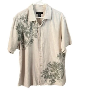 Structure Mens Linen Blend Short Sleeve Vacation Cruise Button Down Shirt XL - Picture 1 of 6