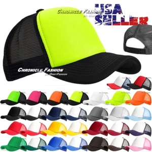 Foam Trucker Hat Curved Bill Snapback Adjustable Mesh Back Blank Baseball Cap - Picture 1 of 52