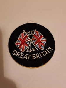Great Britan Patch Double Flag Crushed Velvet Black Vest Jacket Patch  - Picture 1 of 7
