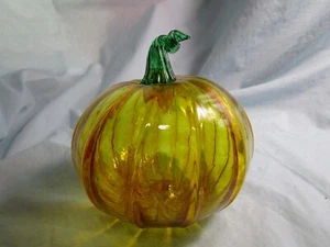 PUMPKIN Arte Soplado a Mano Vidrio Craquelado/Decoración Otoño-Halloween. - Imagen 1 de 5