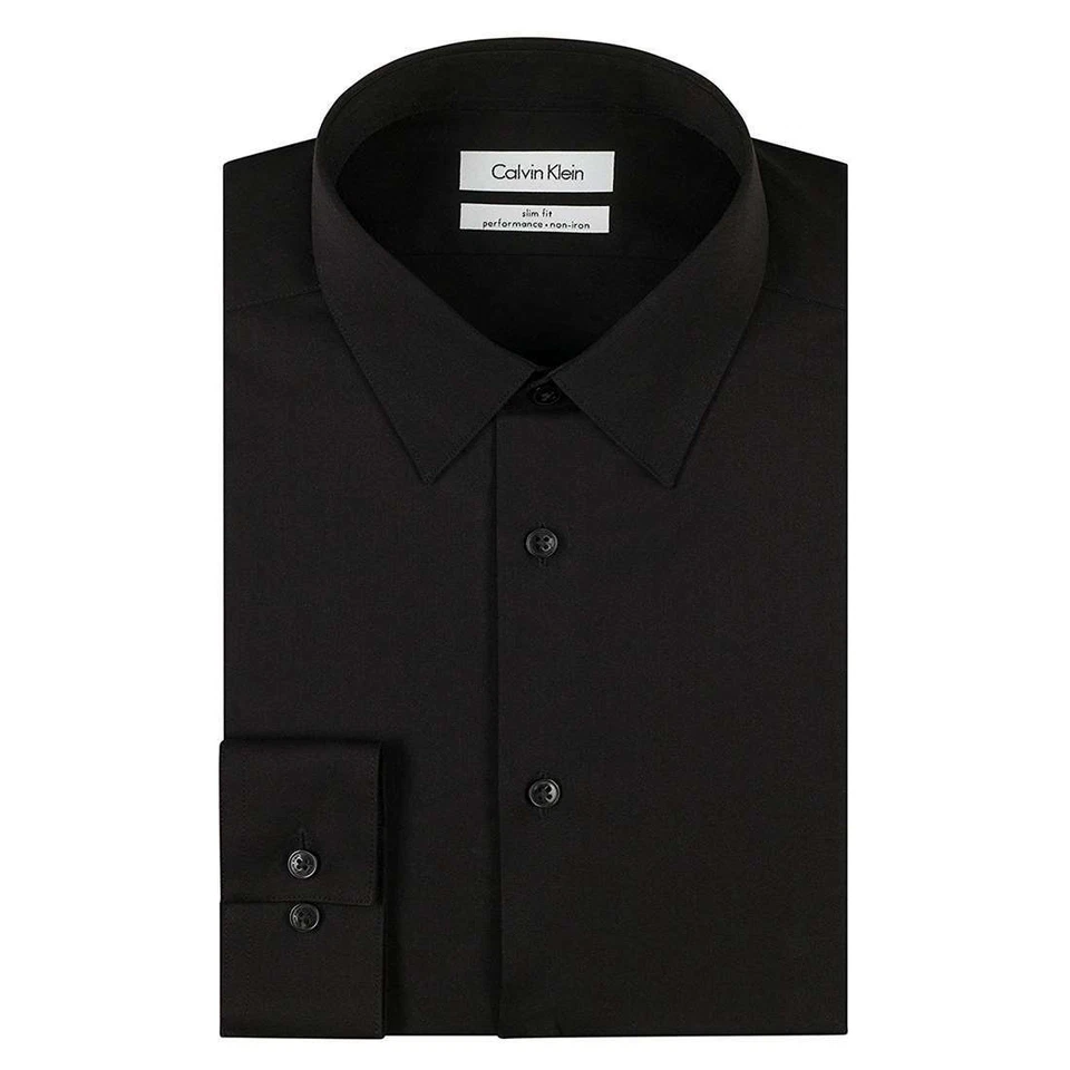 Calvin Klein Men's NEW Slim Fit Non-Iron Herringbone Point Collar Dress Shirt - Image 1 of 1