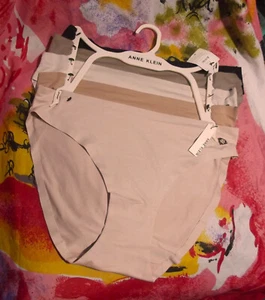5 NEW ANNE KLEIN AK10182 4BG ULTRA SOFT BONDED NO SHOW MF BIKINI PANTIES M - Picture 1 of 2