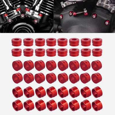 48X Red Engine Bolt Cover Caps Kit For Harley Softail FLSTN Sportster 883 1200 - Изображение 1 из 4