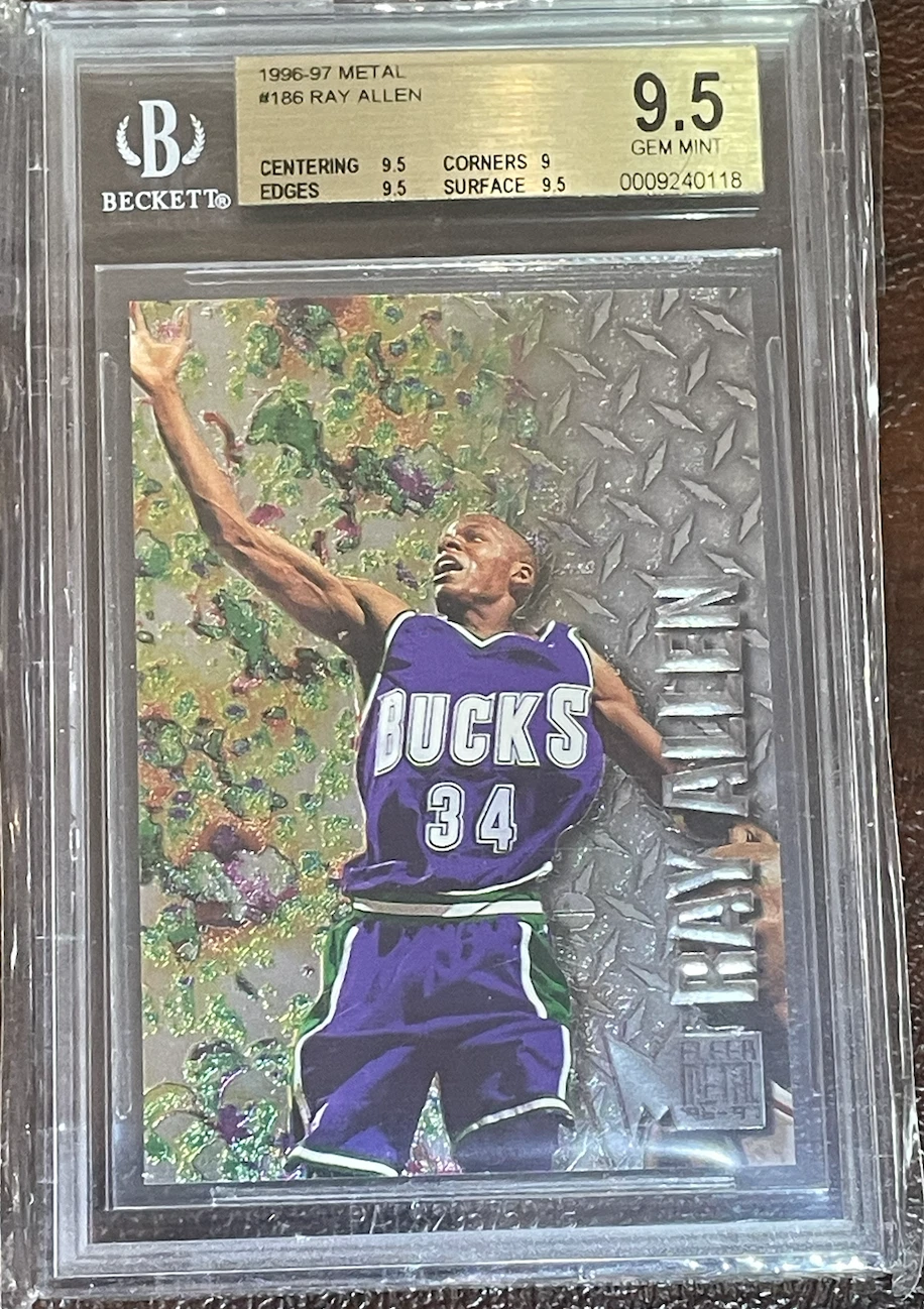 1996-97 Fleer Metal Ray Allen Rc #186 Bgs 9.5