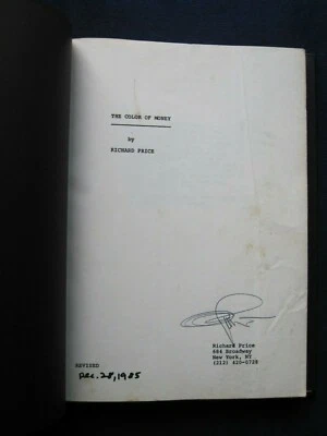 ORIGINAL THE COLOR OF MONEY SCRIPT - SIGNED by TITLES DESIGNER - A SCORSESE FILM - Image 1 of 4