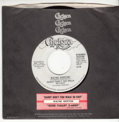 WAYNE NEWTON - DADDY DON'T YOU WALK SO FAST- ORIG 45 -GREAT SHAPE- JUKEBOX STRIP Foto 1 de 2