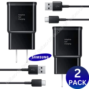 2 Pack For Samsung Galaxy S21 S20 A51 A14 A13 5G A12 Fast Charger & USB-C Cable - Picture 1 of 12
