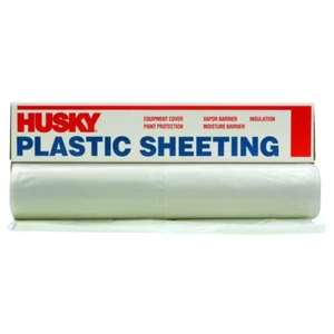 20 ft. x 100 ft. Clear 3 mil Plastic Sheeting Husky Roll Multi Purpose Opaque - Picture 1 of 12