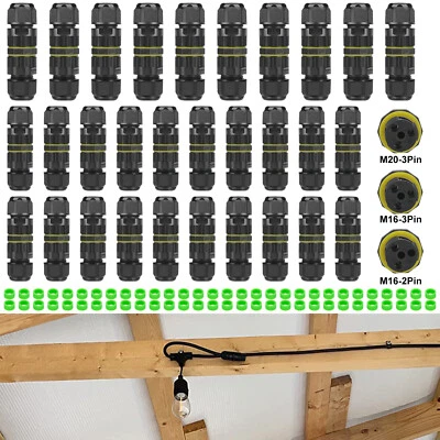 2Pin 3Pin Outdoor Junction Box IP68 Waterproof Electrical Cable Wire Connector - Image 1 of 4