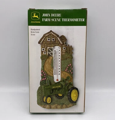 New John Deere Handpainted Thermometer Farm Scene Tractor NIB - Image 1 of 4