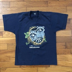 kids Medium 10-12 vtg 90s Raccoons Oklahoma T-Shirt nature adult xs okc 2f399p - Picture 1 of 5
