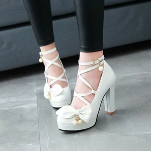 Zapatos de tacón alto de cuero sintético con hebilla y correa para el tobillo para mujer Nuevos - Imagen 1 de 24