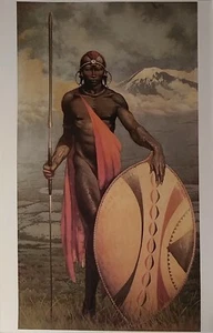 FRAZETTA "MASAI WARRIOR" 11x17" O.O.A.K. PHOTOPRINT, VINTAGE NEW, PRISTINE MINT - Picture 1 of 8