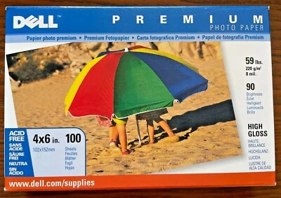 Premium Printer Photo Paper Dell 4 X 6 in. High Glossy 100 Sheets 8 mil 59Lbs - Image 1 of 4