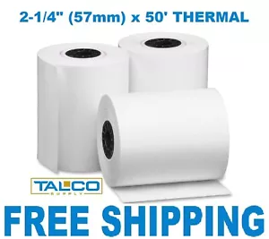 (50) 2-1/4" x 50' THERMAL WIRELESS CC RECEIPT PAPER ROLLS ~FAST FREE SHIPPING~ - Picture 1 of 1