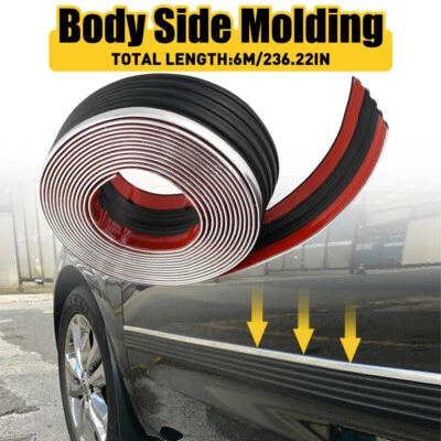 NUEVO 2.5"" de ancho cromo negro moldura moldura carrocería maletero automotriz tira de parachoques lateral Foto 1 de 4