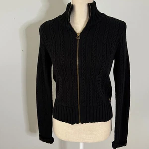 Vintage Childrens S Polo Jeans Ralph Lauren Black Cable-knit Cardigan Sweater - Picture 1 of 8