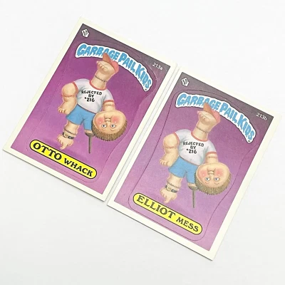 Garbage Pail Kids 213a Otto Whack and 213b Elliot Mess Stickers - Image 1 of 4