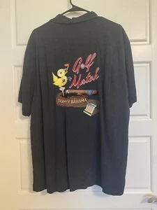 Tommy Bahama Golf Match Button Up Shirt 100% Silk Mens XL Original Fit Black - Picture 1 of 14