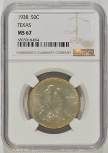 1938 Texas Silver Half Dollar 50c NGC MS67 6835018-004 - Picture 1 of 4