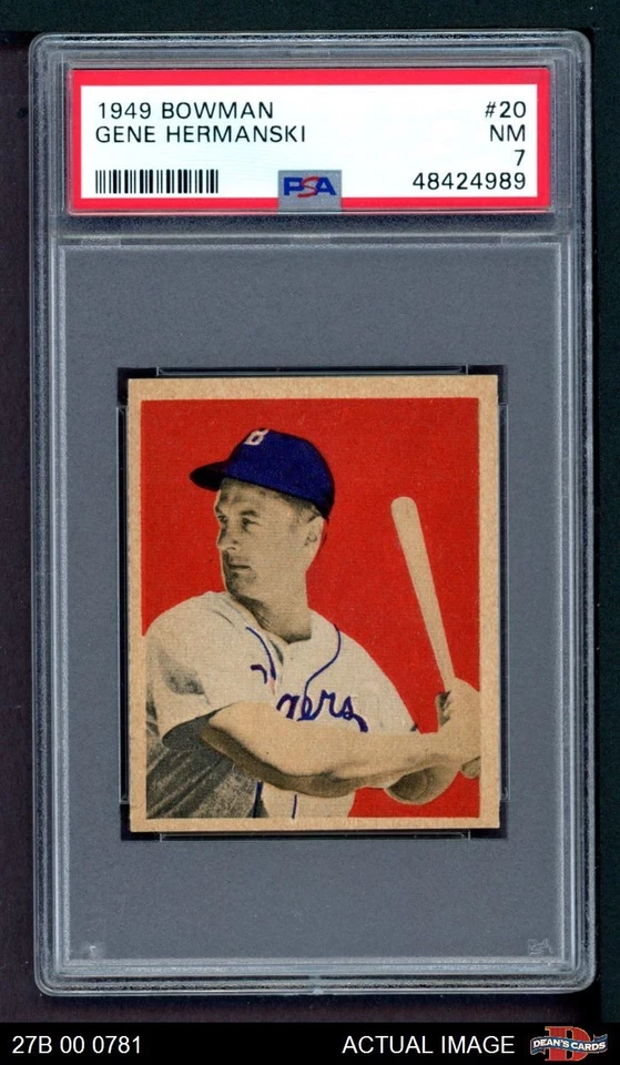 1949 Bowman #20 Gene Hermanski Dodgers RC PSA 7 - NM - Image 1 of 1