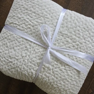 NEW Pottery Barn Cross Stitch Velvet Quilt King Cal King Ivory - Picture 1 of 6