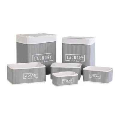 Korbsatz DKD Home Decor Dunkelgrau Bambus 40 x 30 x 46 cm 5 Stücke - Bild 1 von 4