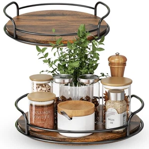 2 Pack 9'' 10'' Lazy Susan Turntable Organizer for Table Top Cabinet, Wooden ... - Picture 1 of 8