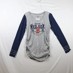 Boston Red Sox Shirt Womens Medium Gray Navy MLB Baseball Long Sleeve Maternity - Picture 1 of 9