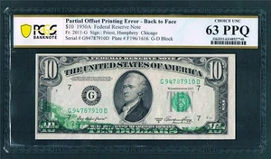 $10.00 1950A Federal "TORN SHEET B2F Transfer & Cutting" ERROR~NEW PCGS-63PPQ.!! - Picture 1 of 1