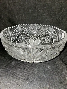 "Ventilador de cristal de plomo cortado a mano IRENA de colección 9,25"" cuenco hecho en Polonia" - Imagen 1 de 6
