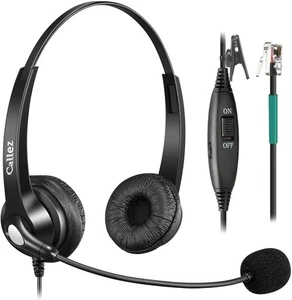 Callez RJ9 Telephone Headset Dual for Polycom Phone with Noise Cancelling Mic - Picture 1 of 7