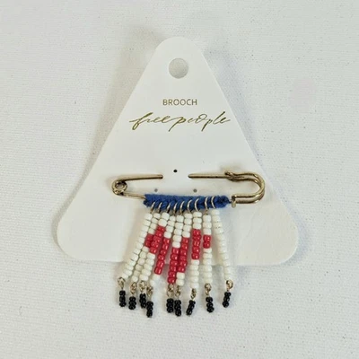 Broche Pin Free People Bead Bebé Multicolor Flecos Blanco Cuentas Seguridad Pin Boho Foto 1 de 4
