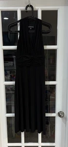 JONES WEAR Women's Black Ruched Halter Dress Stretch Evening Cocktail 4 - Picture 1 of 4