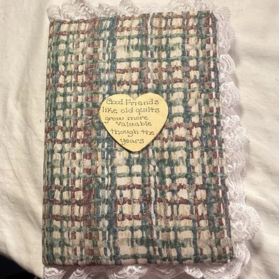 Handmade Multicolor Cotton 4 x 6 Photo Album Holds 48 / 8 Pages Lace Trim - Image 1 of 4