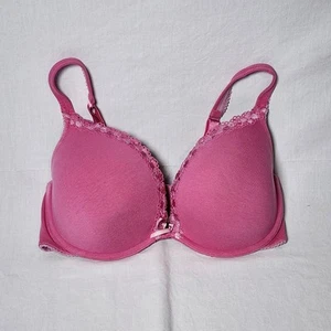 Cacique Plunge Bra 38DD Pink Lined Underwire Adjustable Strap Lace Trim TShirt - Picture 1 of 10