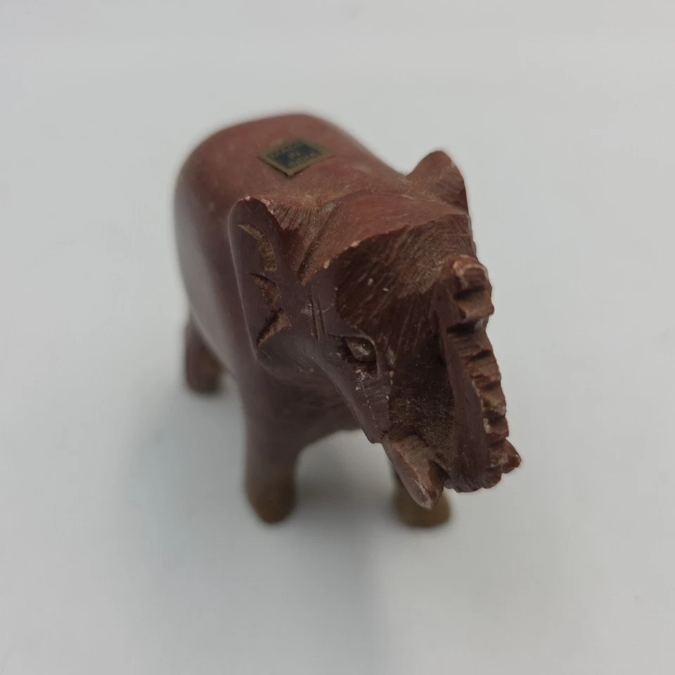 Vintage Small Onyx Brown Stone Elephant 3" Long Nicely Sculpted From India ExcCo - Image 1 of 4