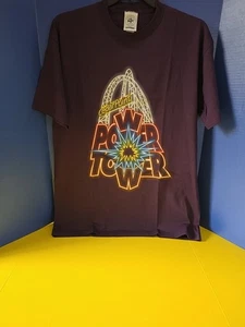 Vintage 1990s Cedar Point Power Tower Thrill Ride T-Shirt Coaster Gear Tag Sz.Lg - Bild 1 von 4