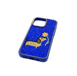 JW Pei Dachsund Flower Bedazzled Crystal iPhone 15 Pro Max Hülle NEU - Bild 1 von 6