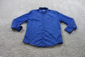 Ash & Erie Shirt Mens Large Blue Button Down Slim Denim Long Sleeve Casual - Picture 1 of 7