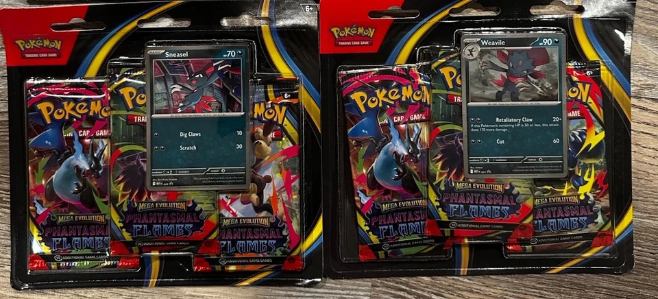 Factory Pokemon Mega Evolution Phantasmal Flames 3 Pack Booster - Weavile