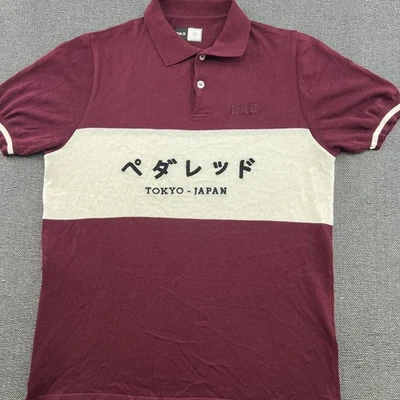 PEDAL ED Tokyo Japan Riding Polo Shirt Cycling Mens Medium Red White - Image 1 of 4
