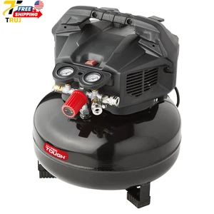 Hyper Tough Black 150 PSI Oil-Free Pancake Air Compressor 6 gal - Picture 1 of 12