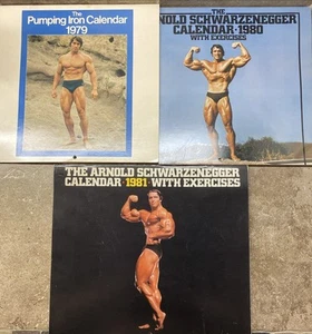 3 Vintage Pumping Iron Arnold Schwarzenegger Calendars 1979, 1980, 1981 - Picture 1 of 13