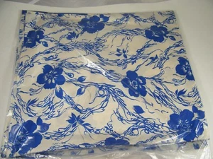 BEAUTIFUL SCREEN PRINTED POLYESTER SAREE BLUE FLOWERS - Picture 1 of 3