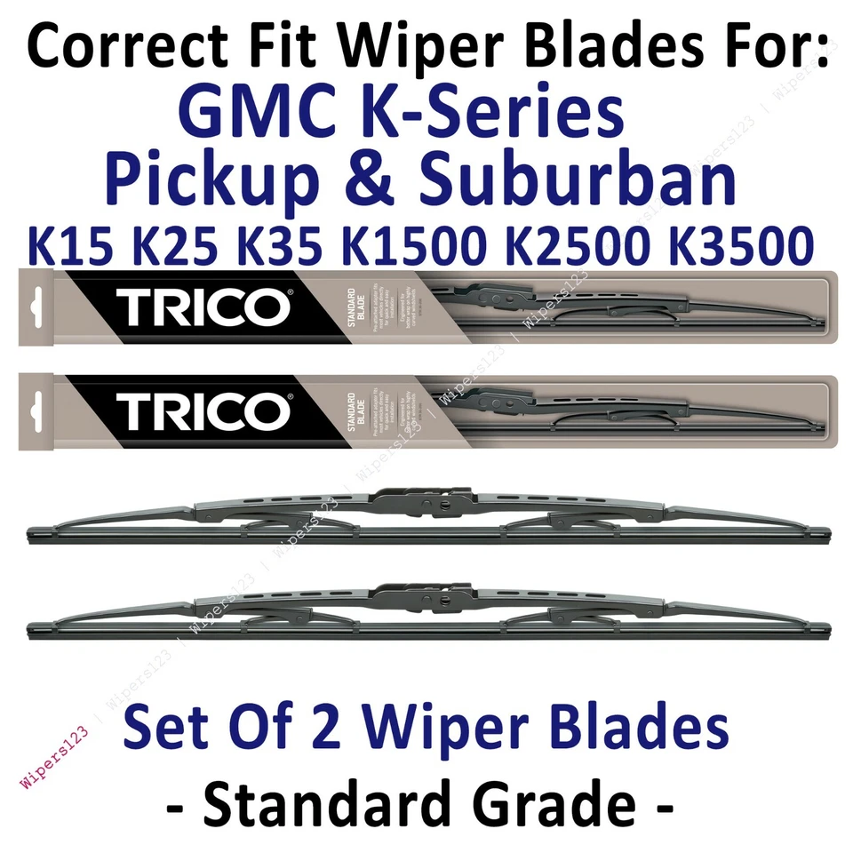 Paquete de 2 limpiaparabrisas estándar 1973-1986 GMC K35 K2500 K3500 camioneta suburbana - 30160x2 Foto 1 de 1
